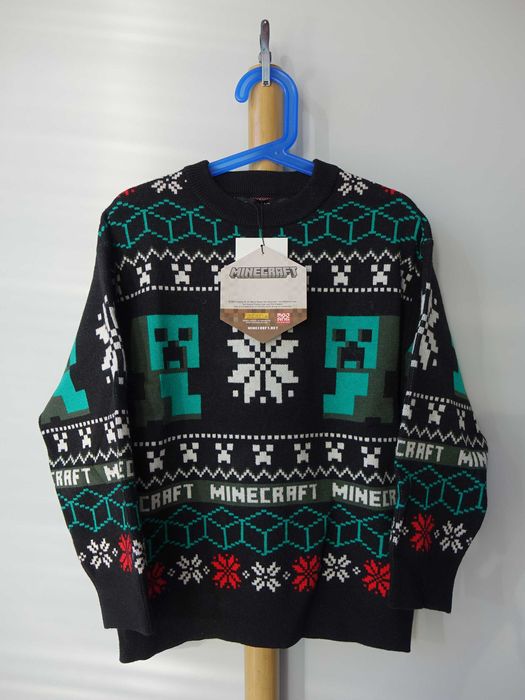 Dzianinowy sweter świąteczny z motywem Creeper Minecraft Zara r.122