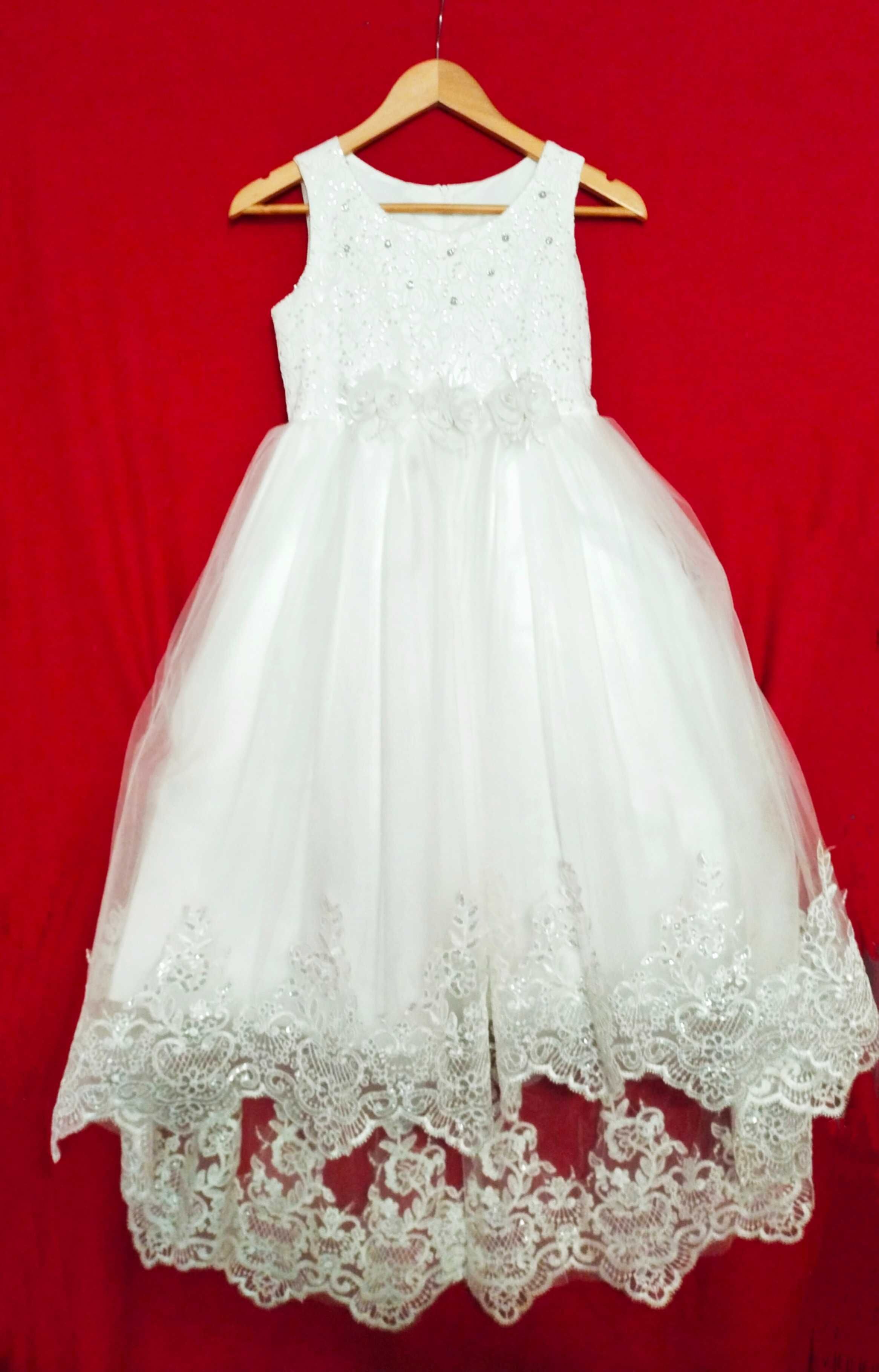 Детское белое нарядное вечернее платье для девочки