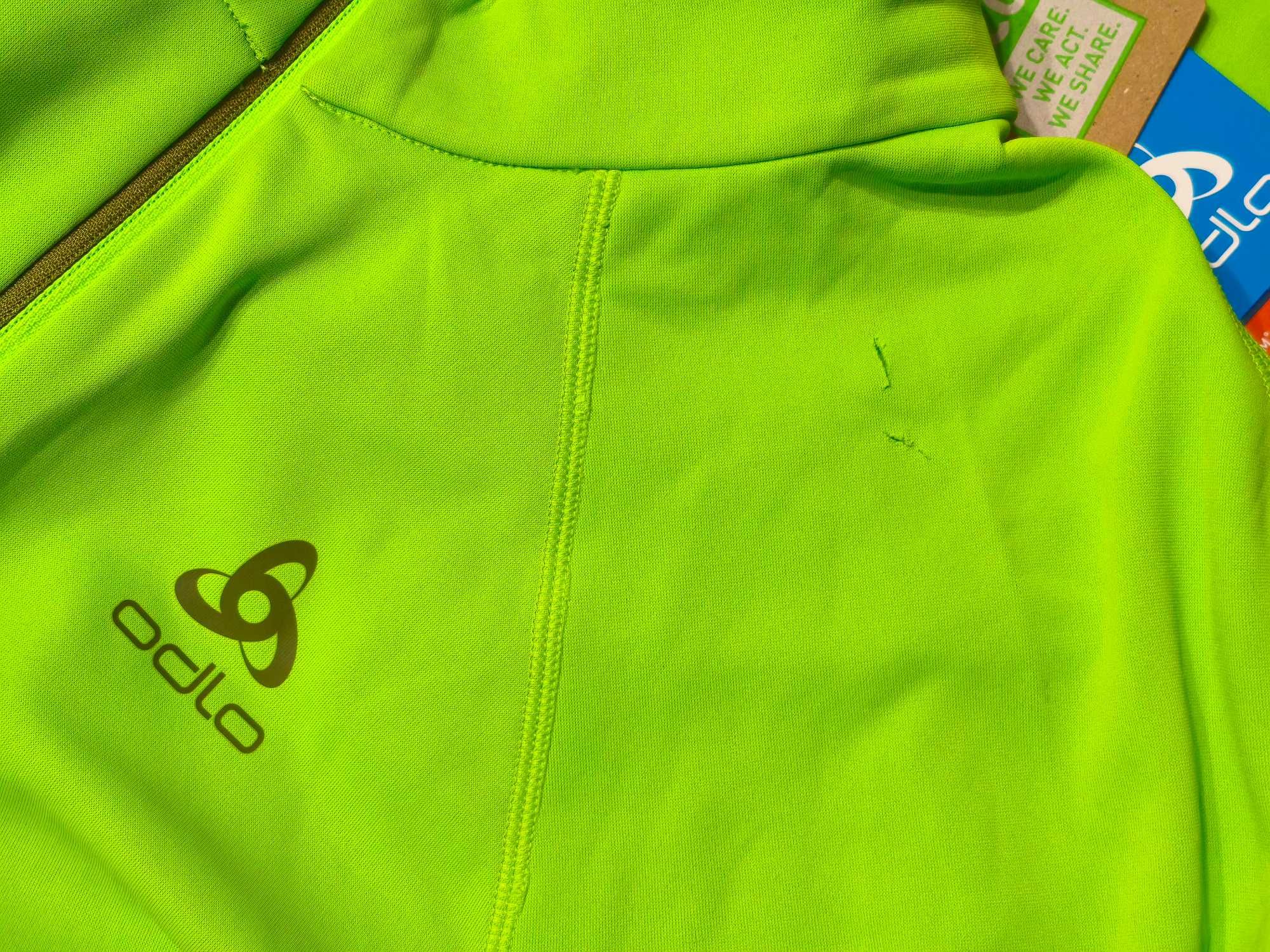Bluza Z Długim Rękawem ODLO Zamek BESSO Męska Limonkowa Zieleń M