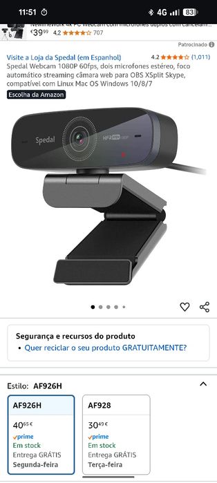 Spedal Webcam 1080P - NOVO