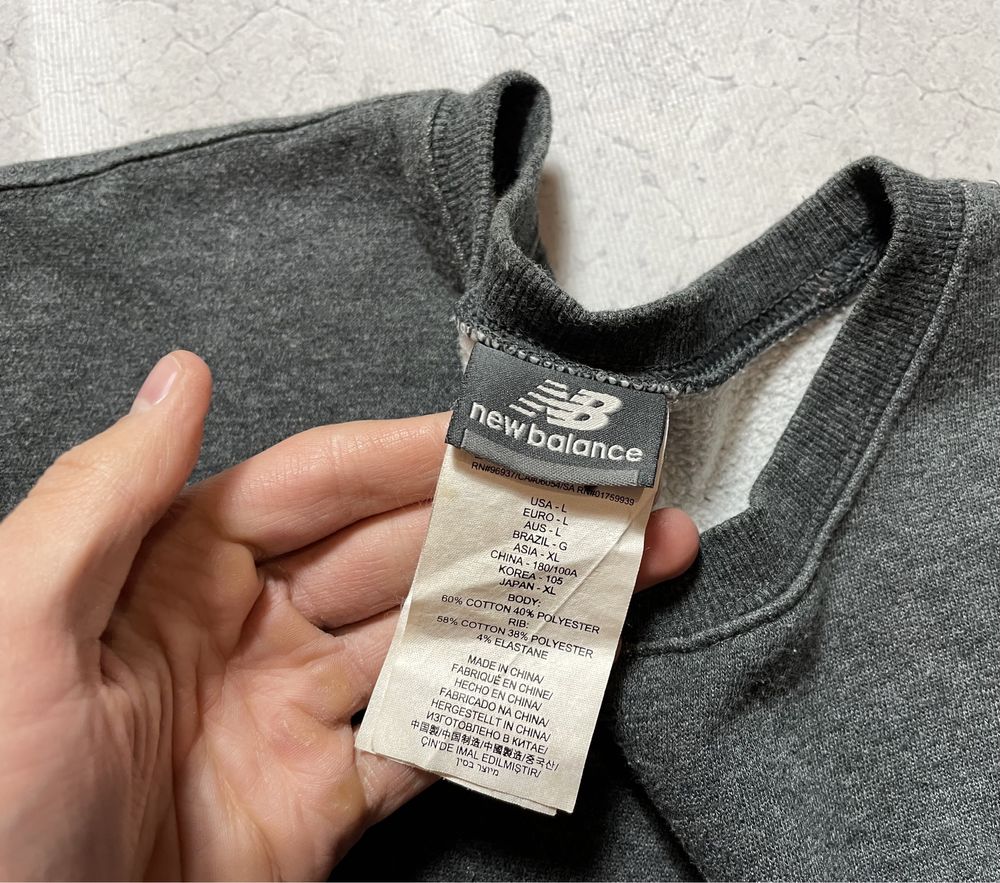 Мужская Серая Кофта Свитшот New Balance Оригинал M-L