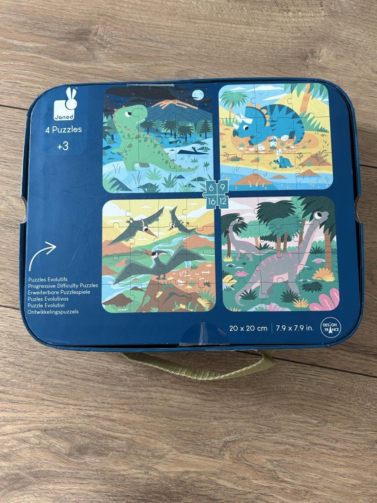 Puzzle w walizce Janod Dinozaury