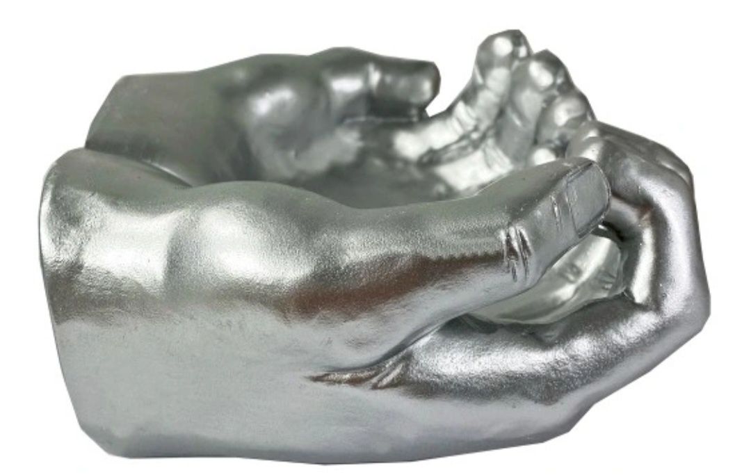 Dłonie ceramiczne osłonka srebrna ręce 20x16x8 cm