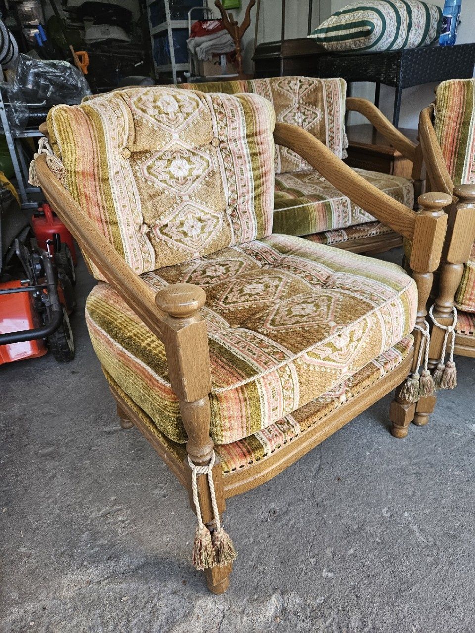 Zestaw mebli vintage lata 50, meble tapicerowane, 2 antyczne fotele +