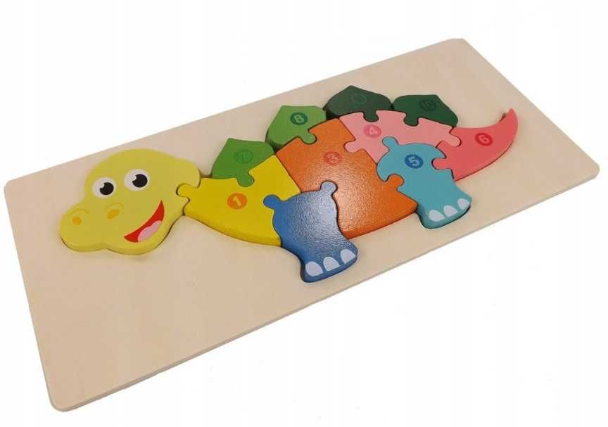 Edukacyjna drewniana układanka puzzle w kształcie smoka
