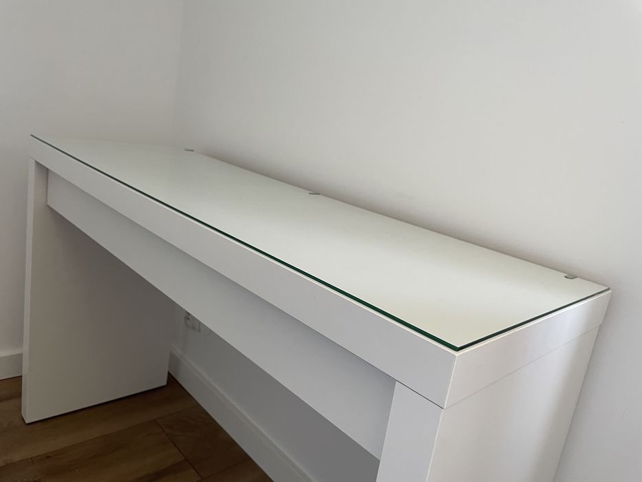 IKEA Malm toaletka biała 120x41 cm szklany blat stan dobry