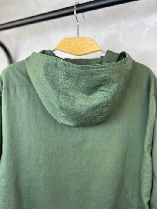 Рубашка с капюшоном Kiton льняная рубашка Китон зеленая сорочка p048