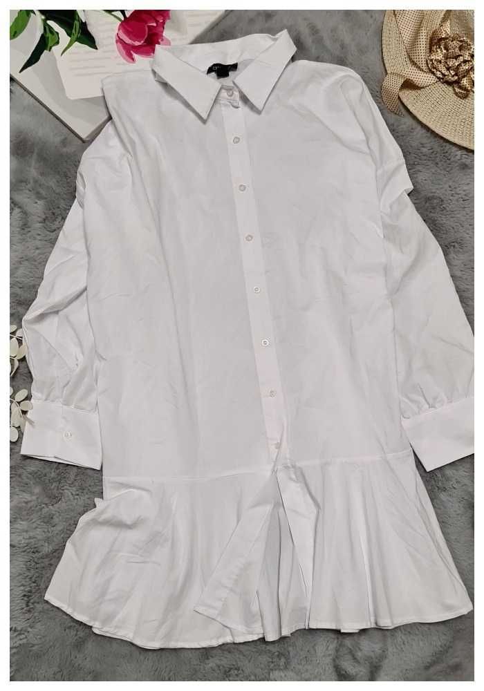 Белое платье рубашка Boohoo хлопок большого размера, р. 52/54