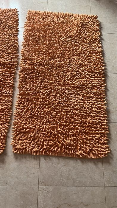 Conjunto 2 tapetes laranja algodão 65x130cm