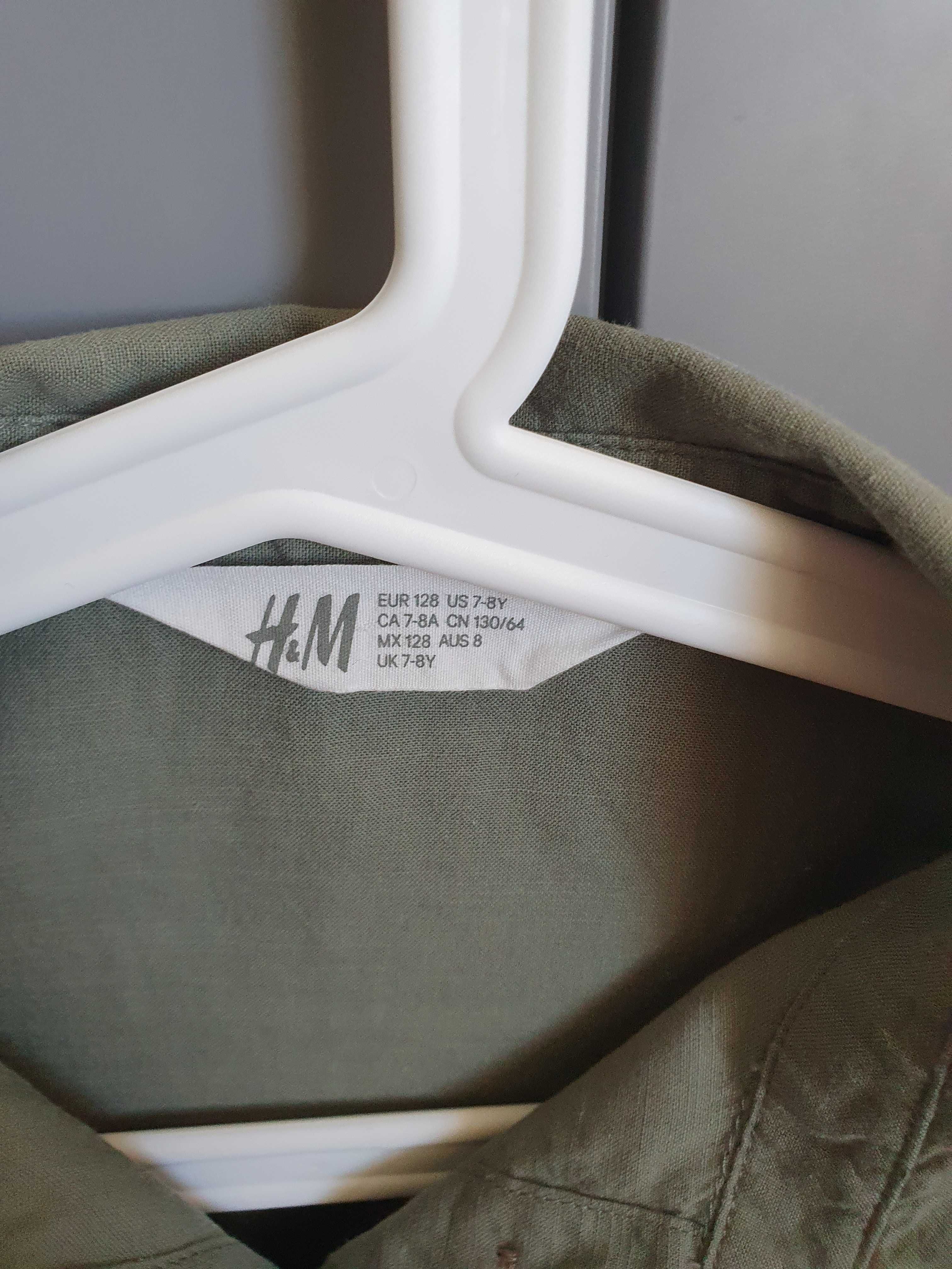 Tunika sukienka zielona szmizjerka H&M r. 128 (na 7/8 lat)