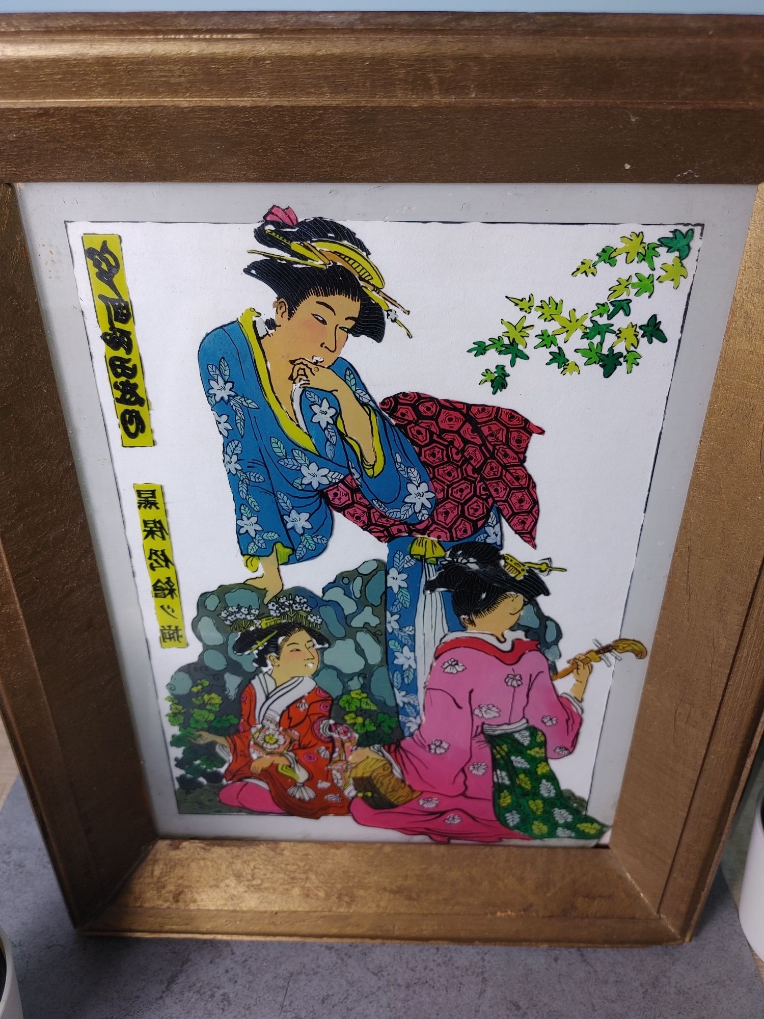 Obraz malowany na szkle Japonia gejsze gejsza daleki wschód vintage