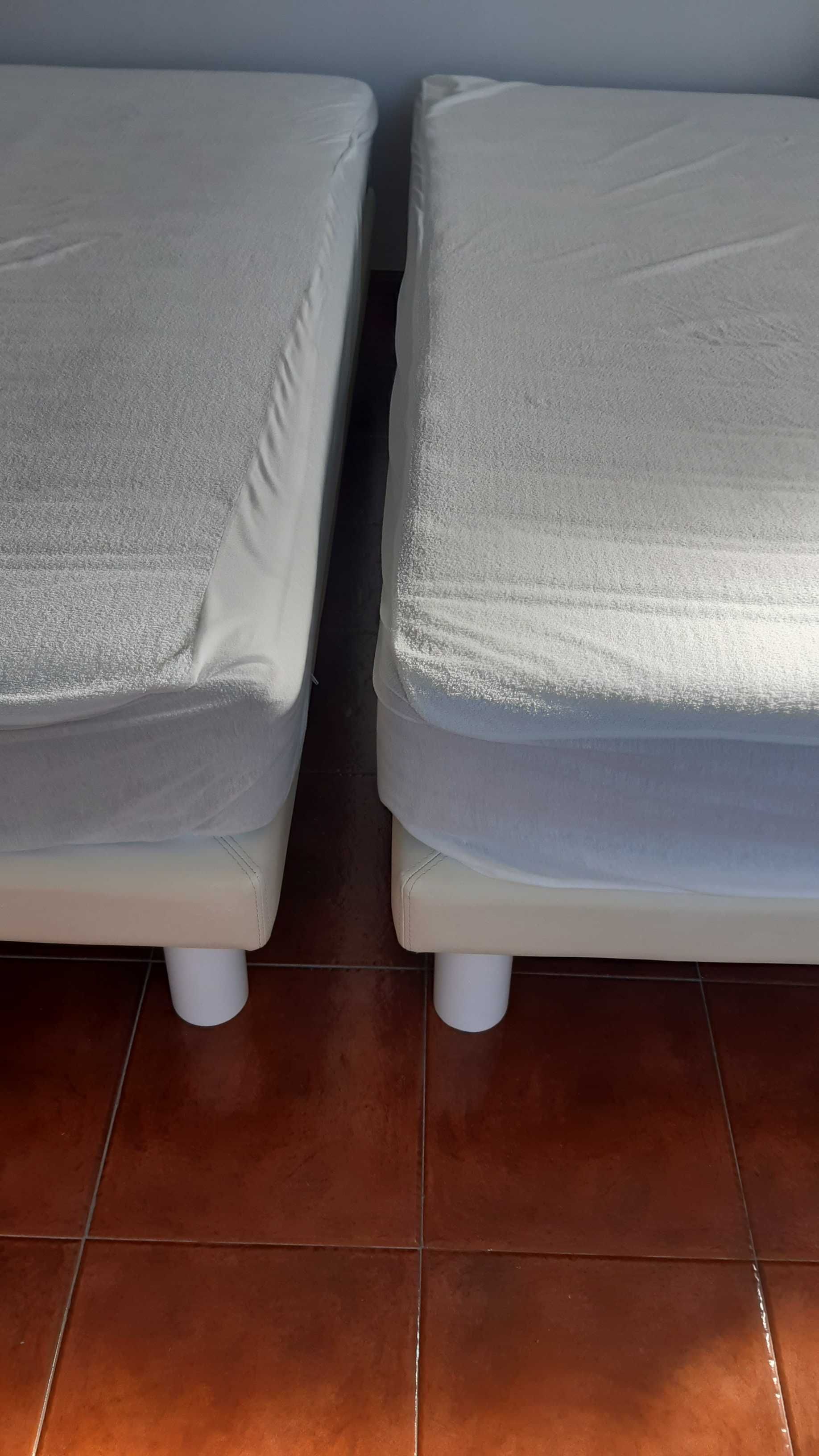 Cama de solteiro com base de pele branca  200cmx90cm