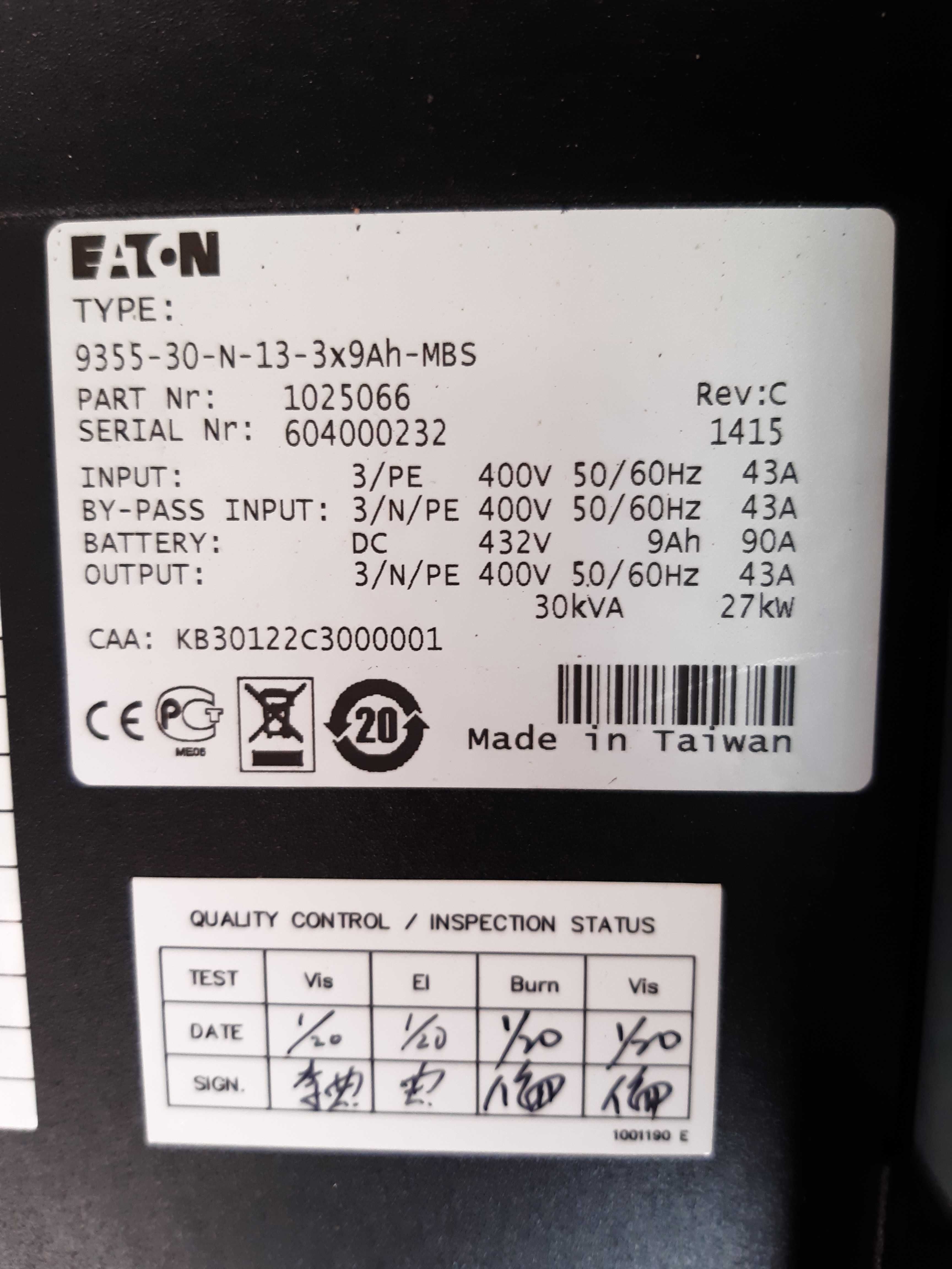 Zasilacz awaryjny UPS Eaton 30 kVA 3-fazowy
