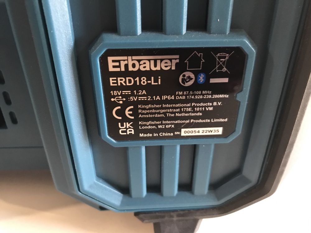 Будівельне FM-РАДІО Erbauer ERD18-Li з Англії