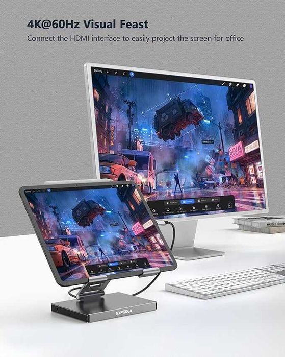 Hub do iPada Pro M4 M2 13 12,9 cala ST901 USB-C 9 w1  podstawka IPAD