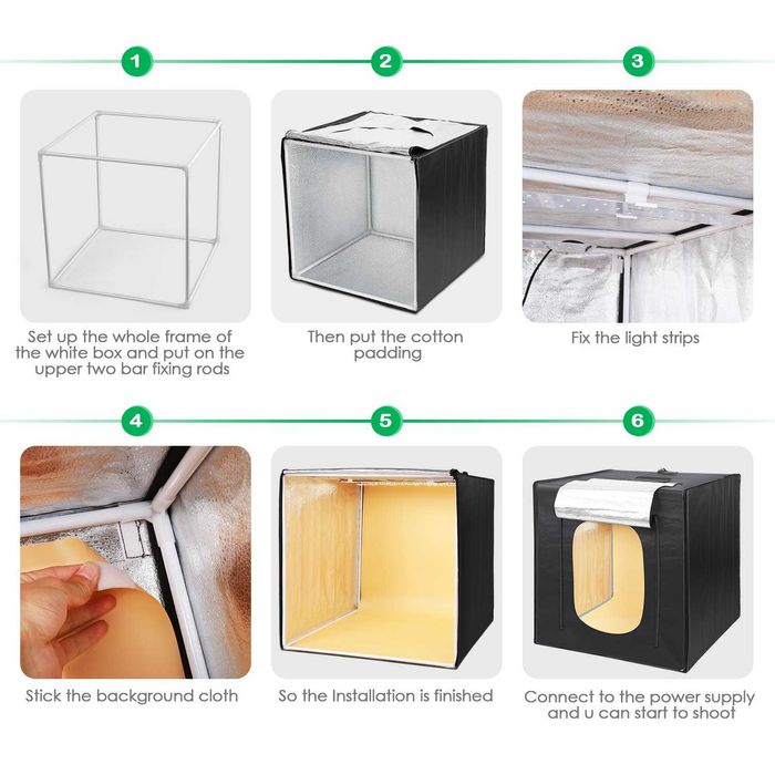 Box para fotografia produto 80x80x80cm iluminação caixa foto vinil