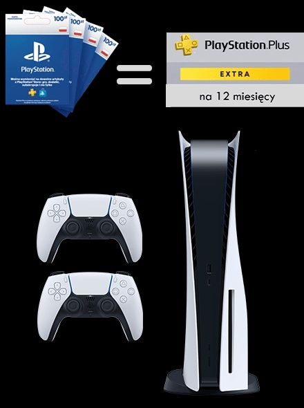 Konsola PlayStation 5 + dwa pady + voucher 400zl psstore