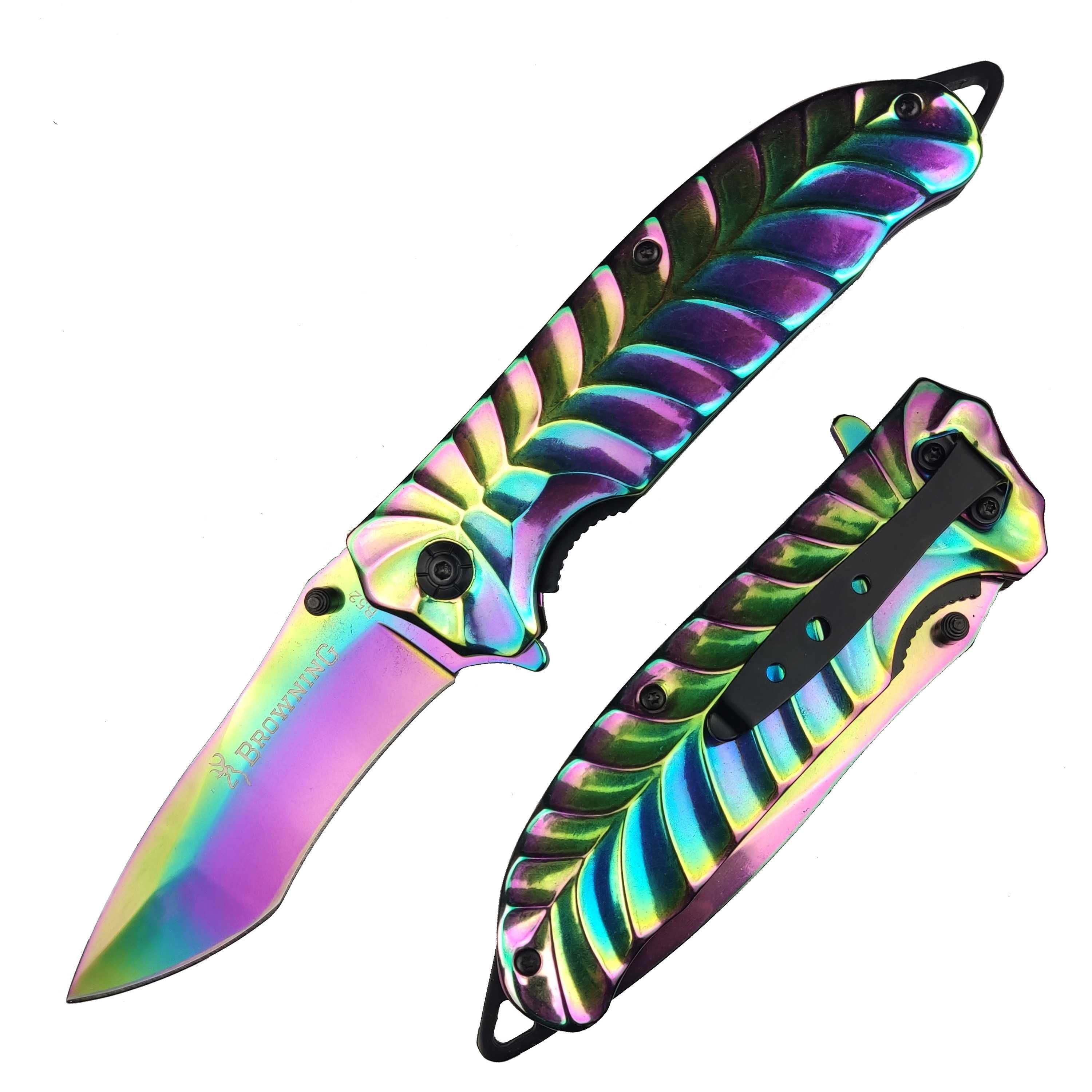 Nóż scyzoryk TAKTYCZNY BROWNING Tęczowy Rainbow RGB BR7