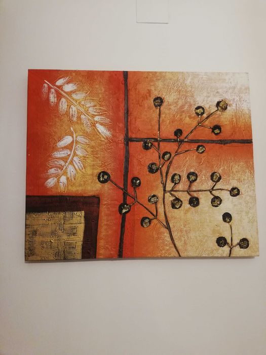 Tela em dourado e laranja