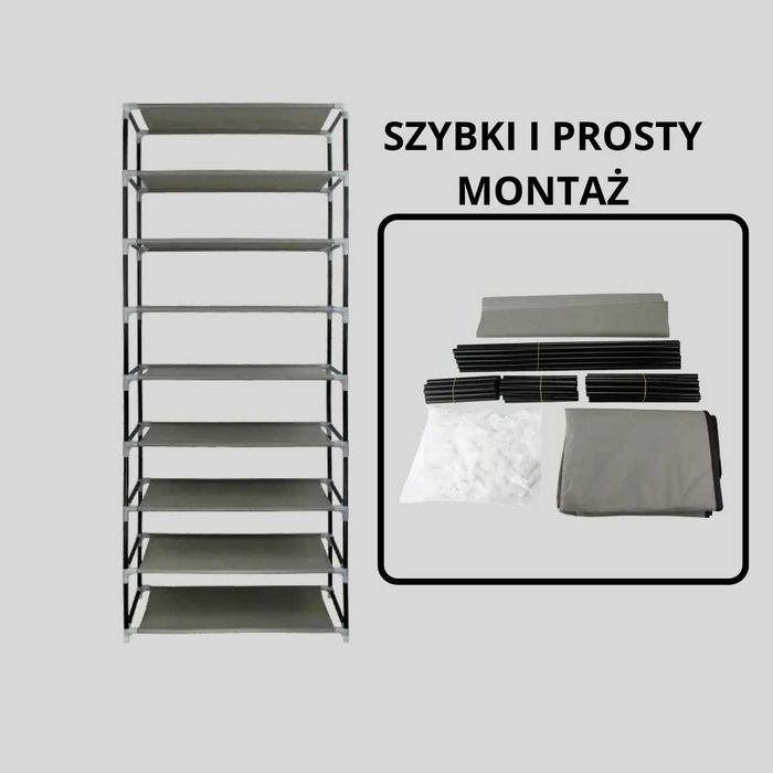 SZAFA NA BUTY składana regał tekstylny 9 półek 160x60x30 GWARANCJA!