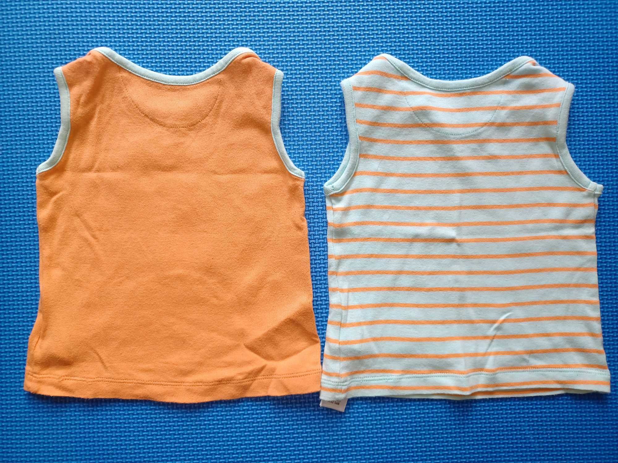 2 x T-shirt bez rękawów, na naramkach 74 -stan bardzo dobry!!