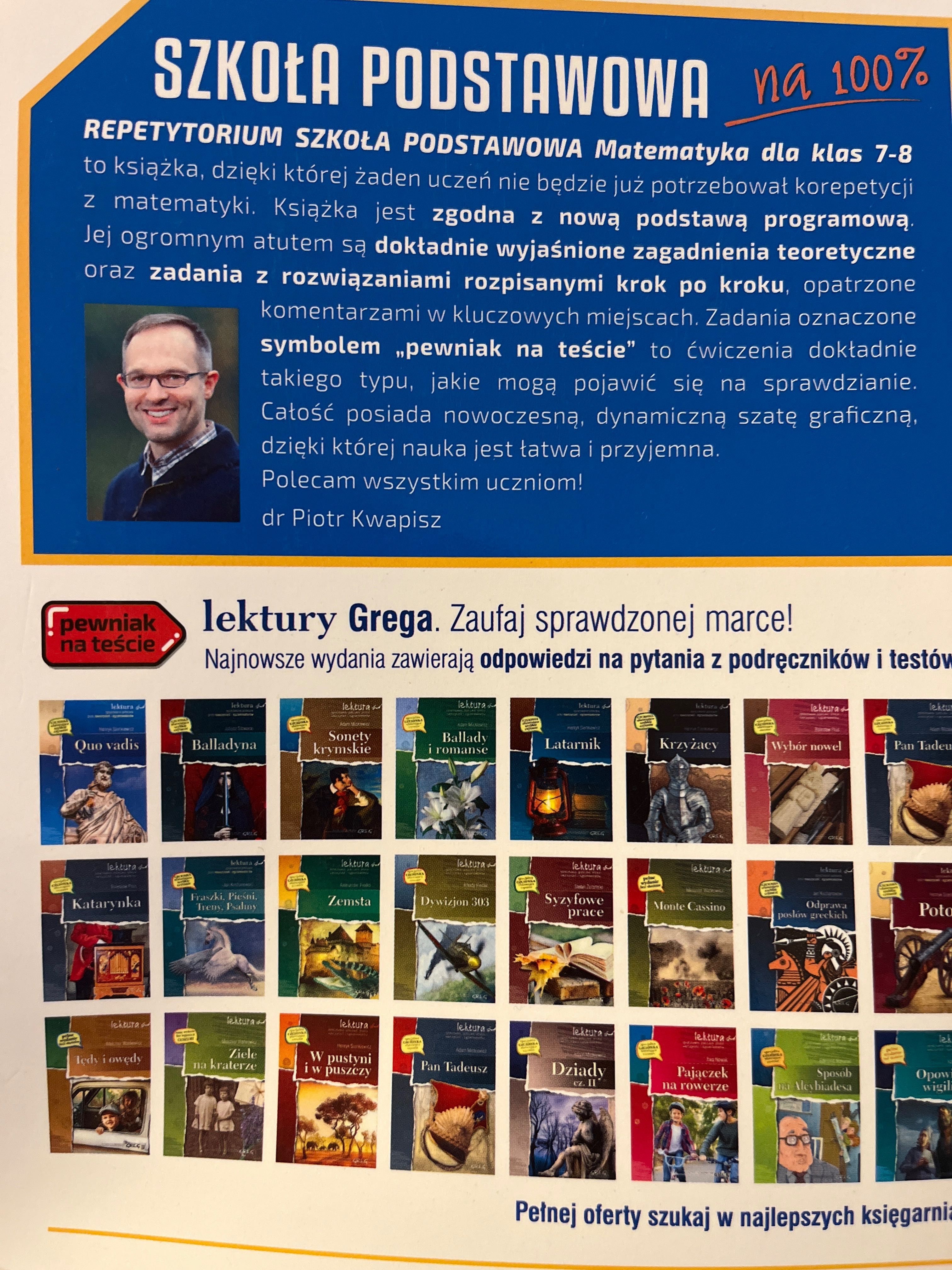Repetytorium szkoła podstawowa MATEMATYKA klasy 7-8