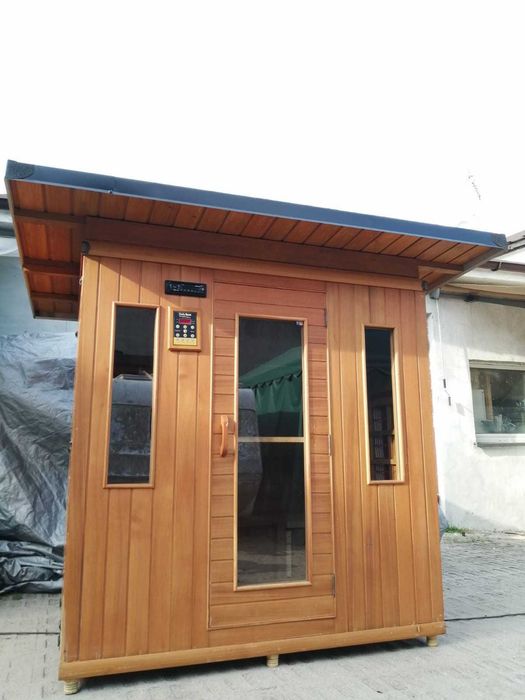 Sauna FIŃSKA infrared zewnętrzna ogrodowa na dwór z dachem 2w1 230v