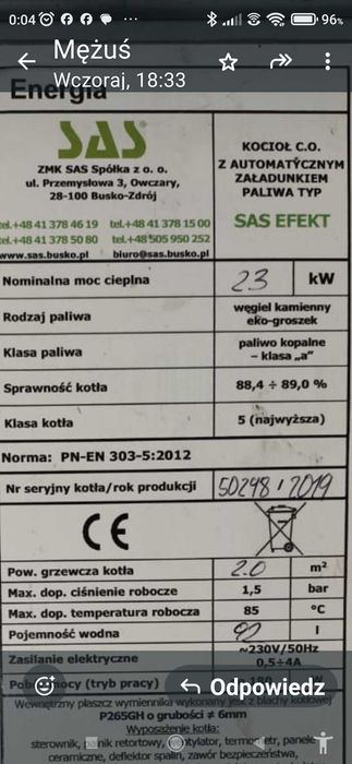 Kocioł SAS 23 kW ekogroszek