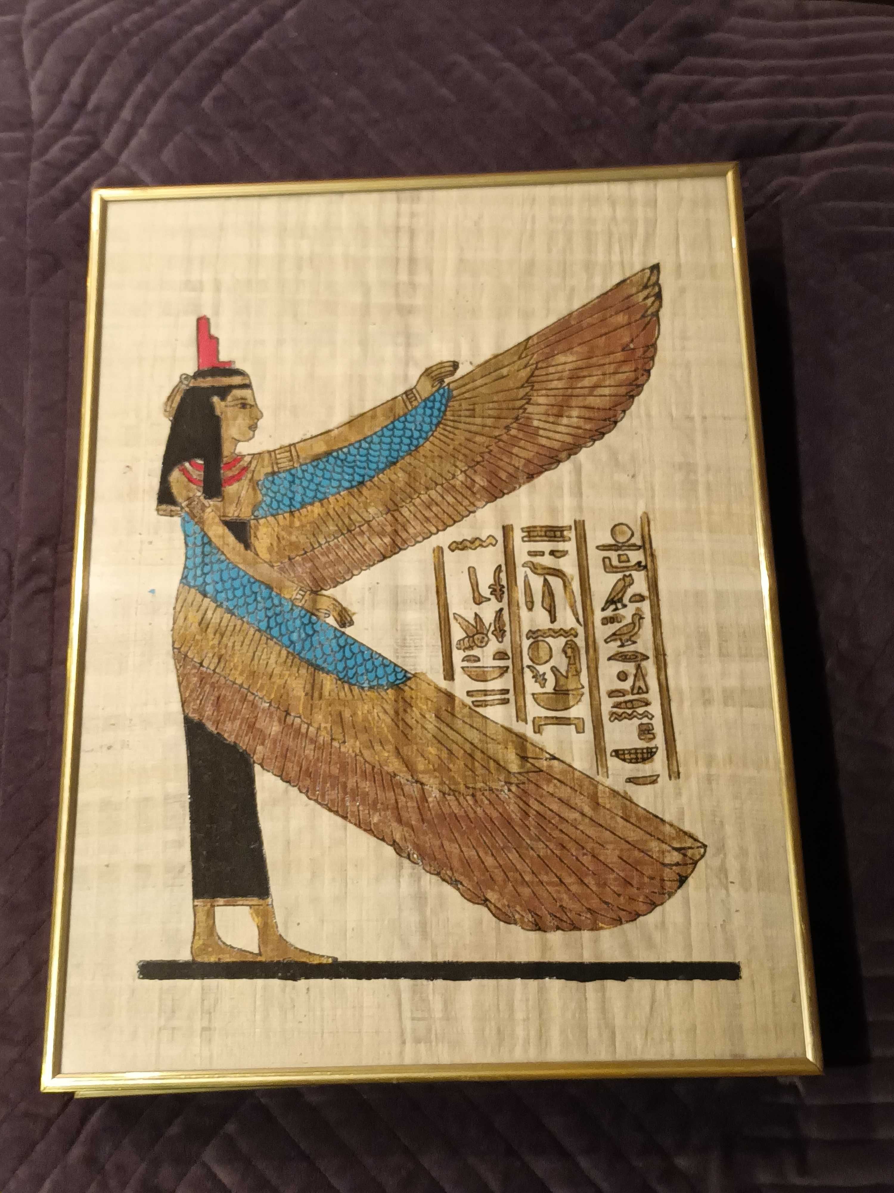 Papirusy 6 szt. ręcznie malowane z Egiptu w antyramie