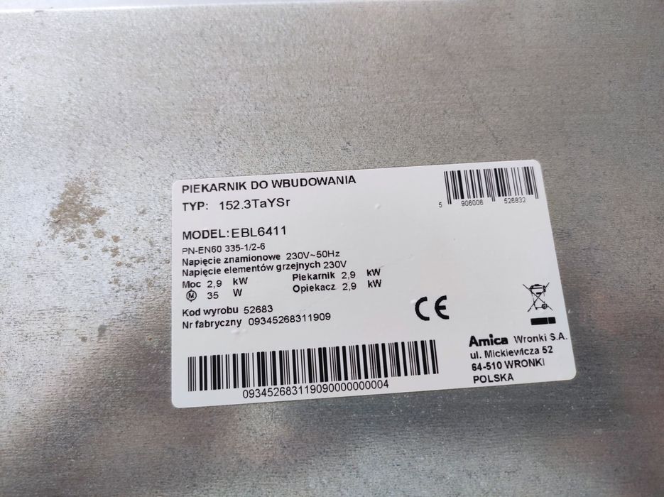 Piekarnik do wbudowania Amics