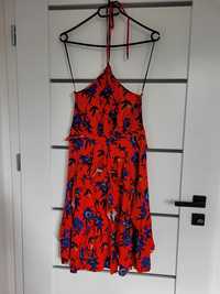 Sukienka kwiaty falbany H&M 36 S wiskoza