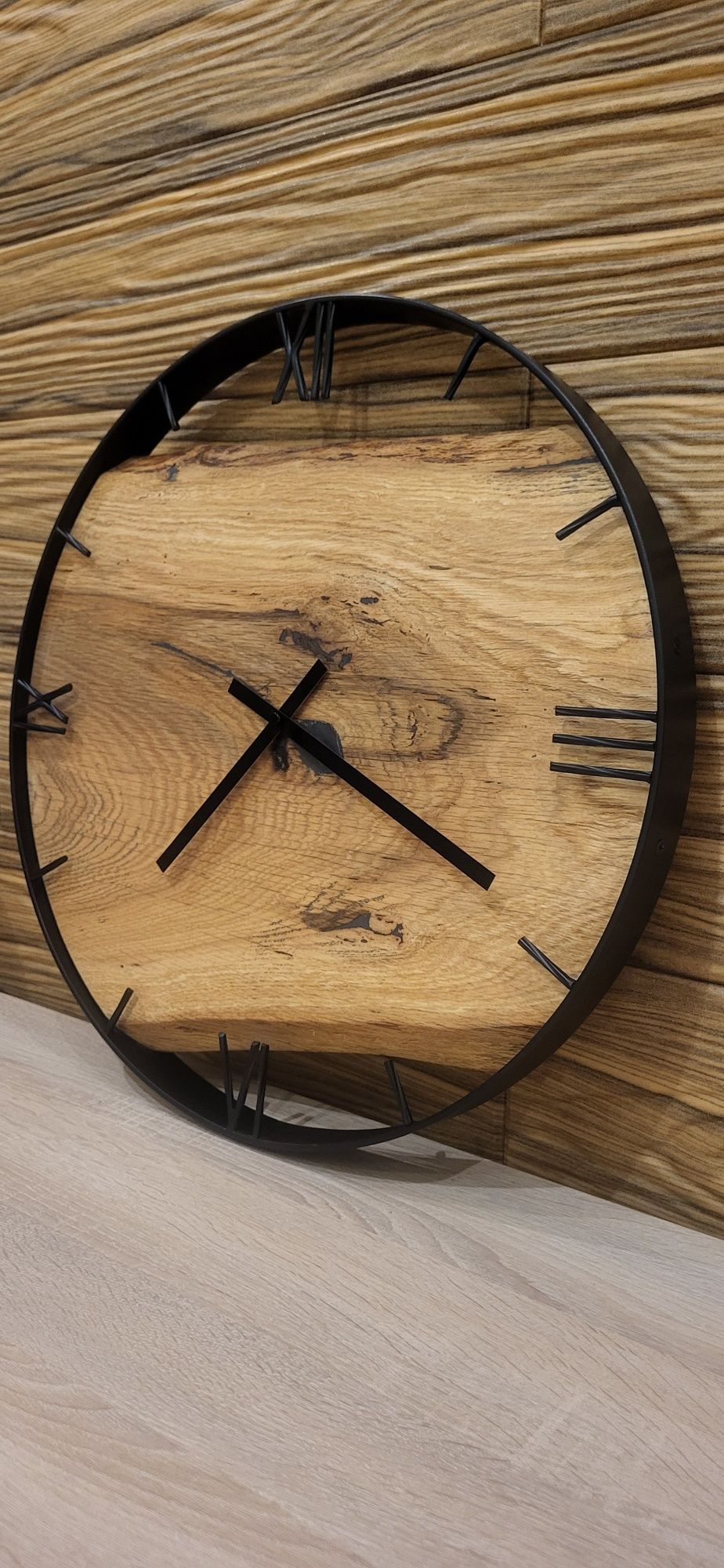 Zegar ścienny loft dębowy średnica 50cm rękodzieło