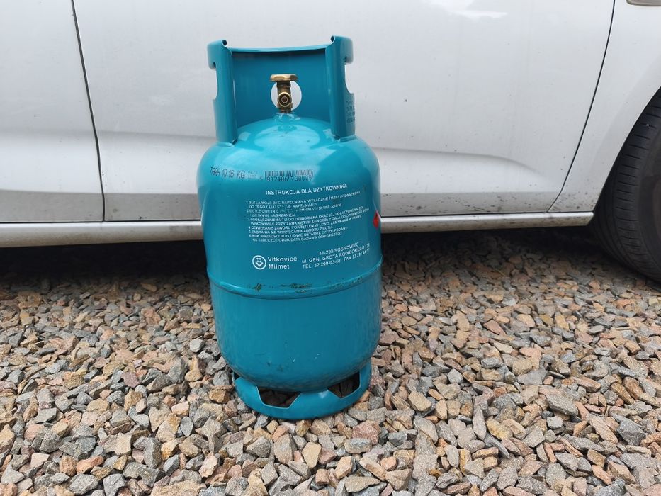 Butla gazowa 11kg z PRAWIE POŁOWĄ gazu propan-butan, stan JAK NOWA!
