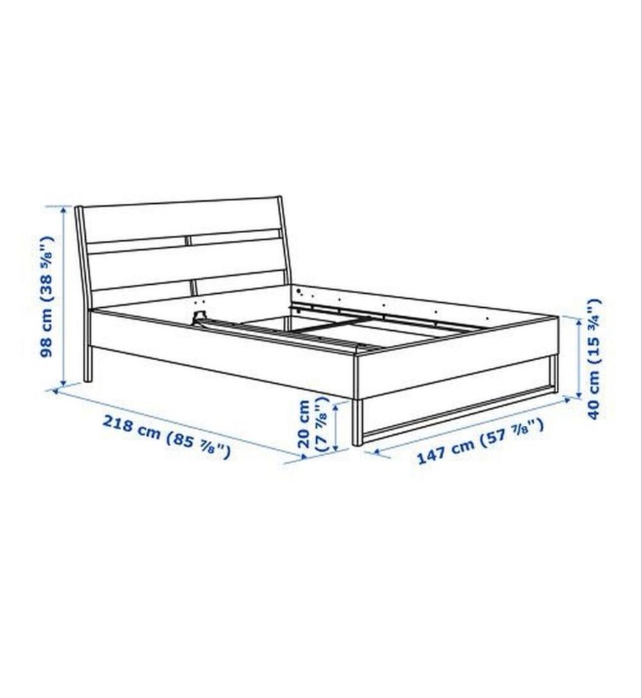 Cama ikea trysil e estrado de madeira 140x200