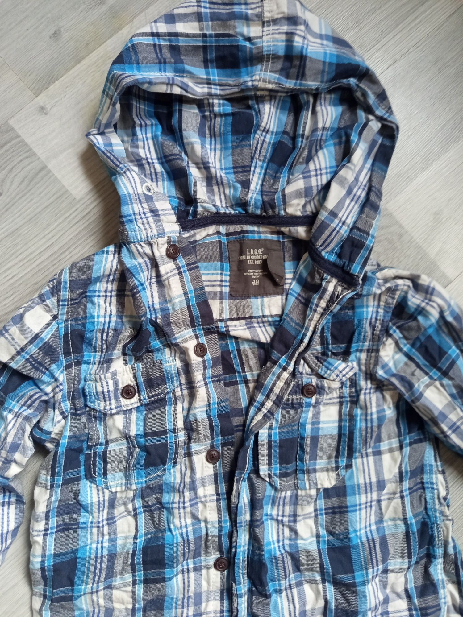 Koszula w kratę z kapturem+gratis