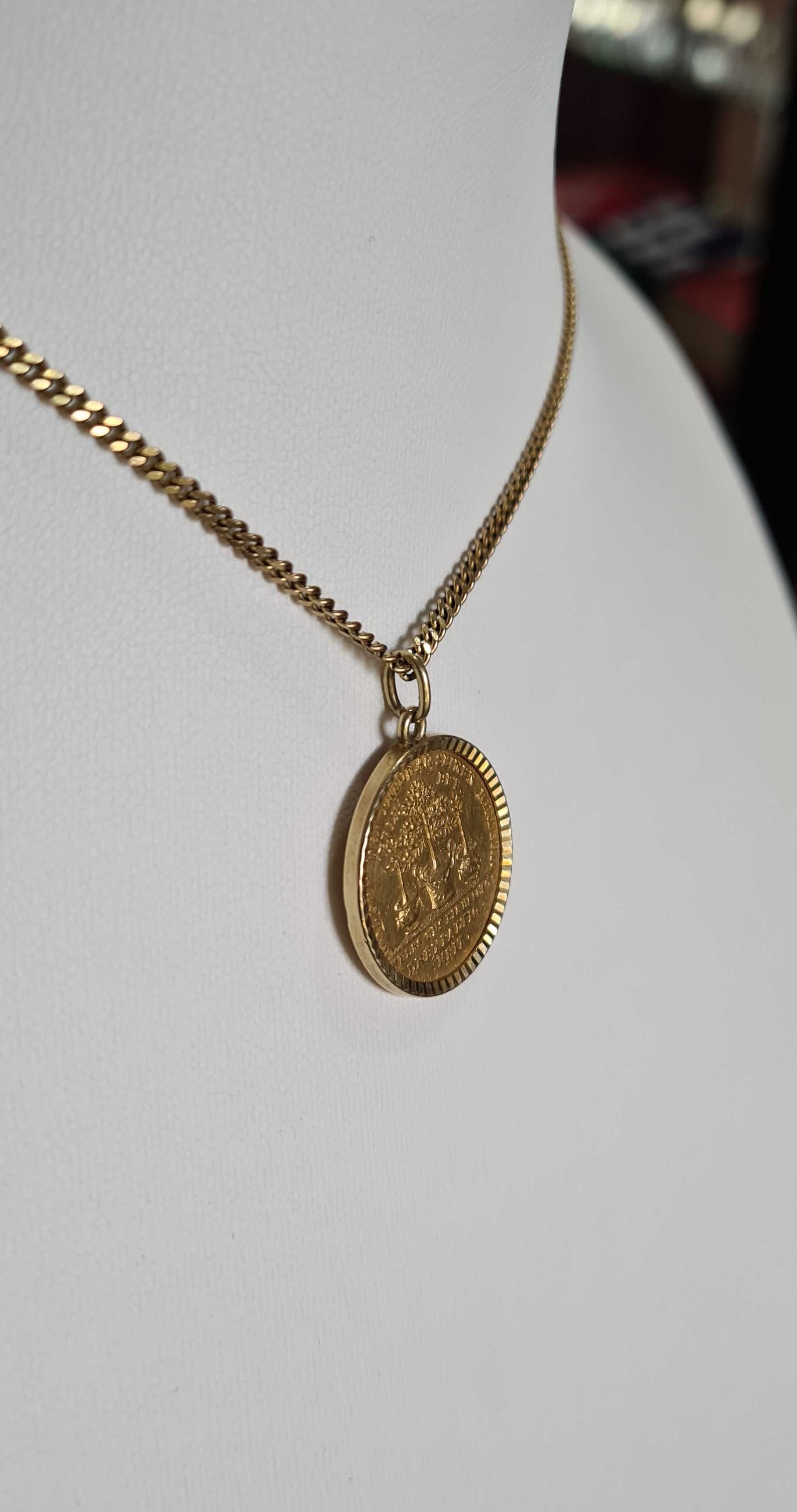 Złota zawieszka moneta Dukat Hamburg XVIII wiek, próba 986