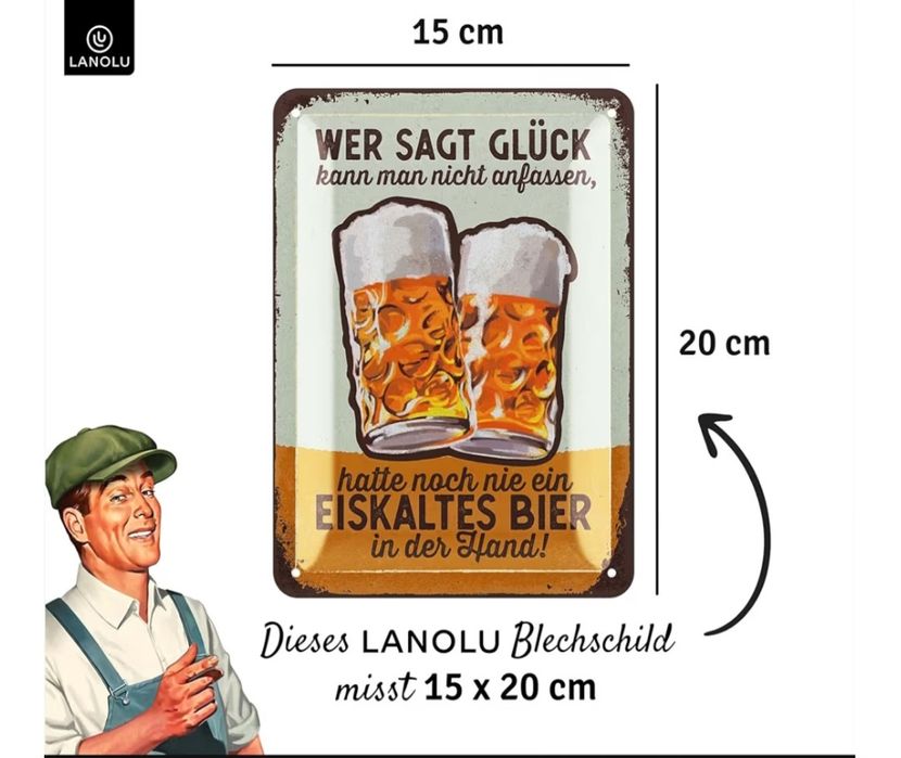 Blaszana tabliczka - piwo - 15 x 20 cm - niemiecka - nowa