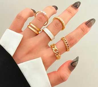 Комплект кольцо змея змія волна хвиля каблучка 6 шт