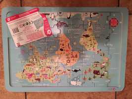 Classic world lisek, klocki,  kształty, puzzle drewniane mapa