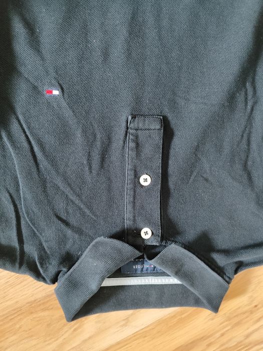 Czarna bluzka długi rękaw polo kołnierzyk męska Thommy Hilfiger S