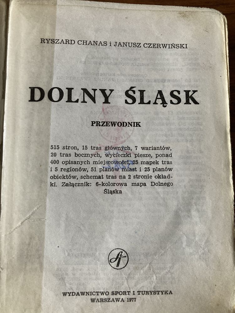 Dolny śląsk trasy turystyczne/ przewodnik J. Czerwiński R. Chanas