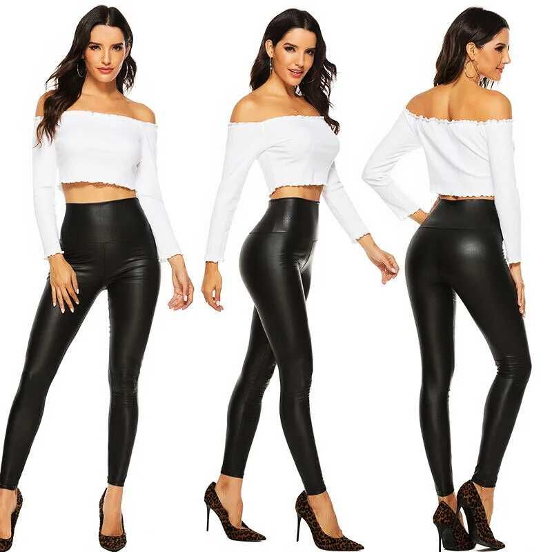 S-5XL EKO SKÓRA Spodnie legginsy skajki CZARNE Tu kupujesz L/XL