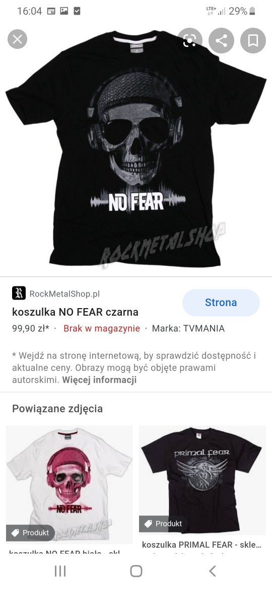 No Fear niesztampowy t - shirt print black r XXL