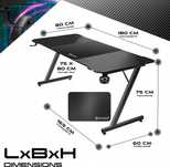 Stół gamingowy biurko 180x80 z uchwytami Carbon Solidne Dla Gracza