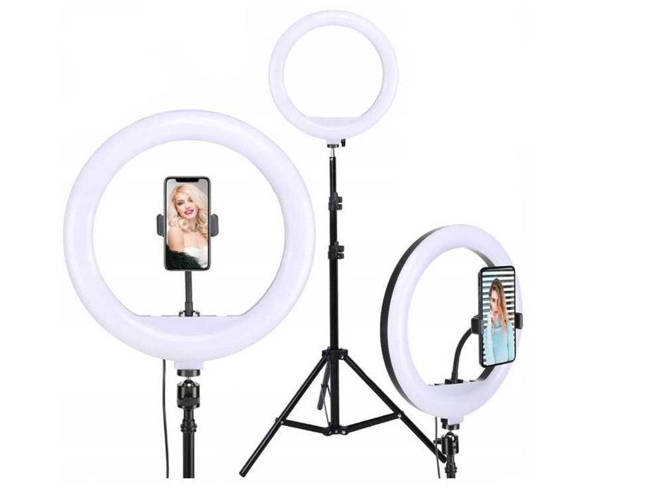 Duża Pierścieniowa Lampa LED do Makijażu,statyw Tripod, regulowana