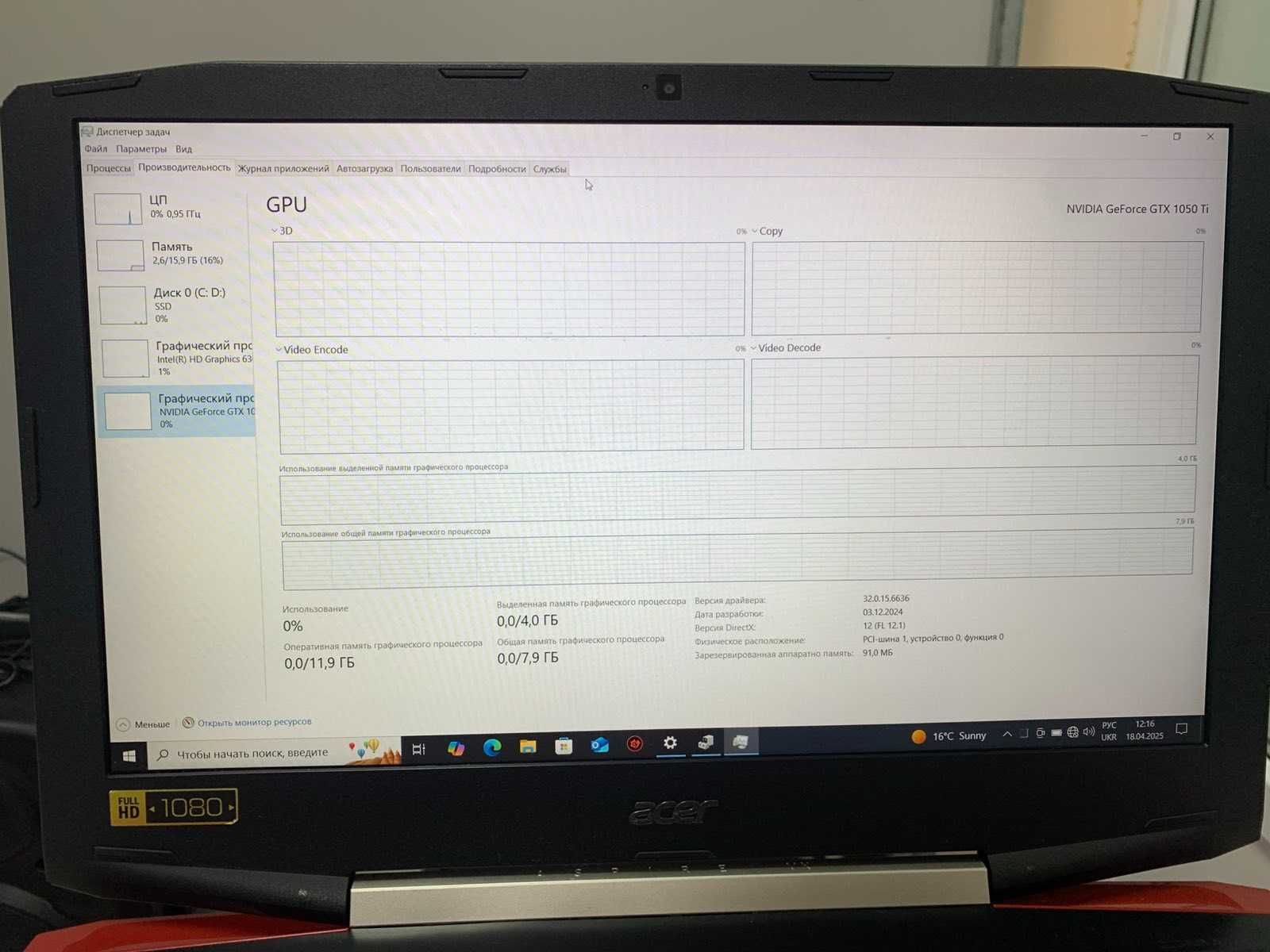 Ігровий ноутбук Acer Aspire VX 15 VX5-591G GeForce GTX 1050 Ti