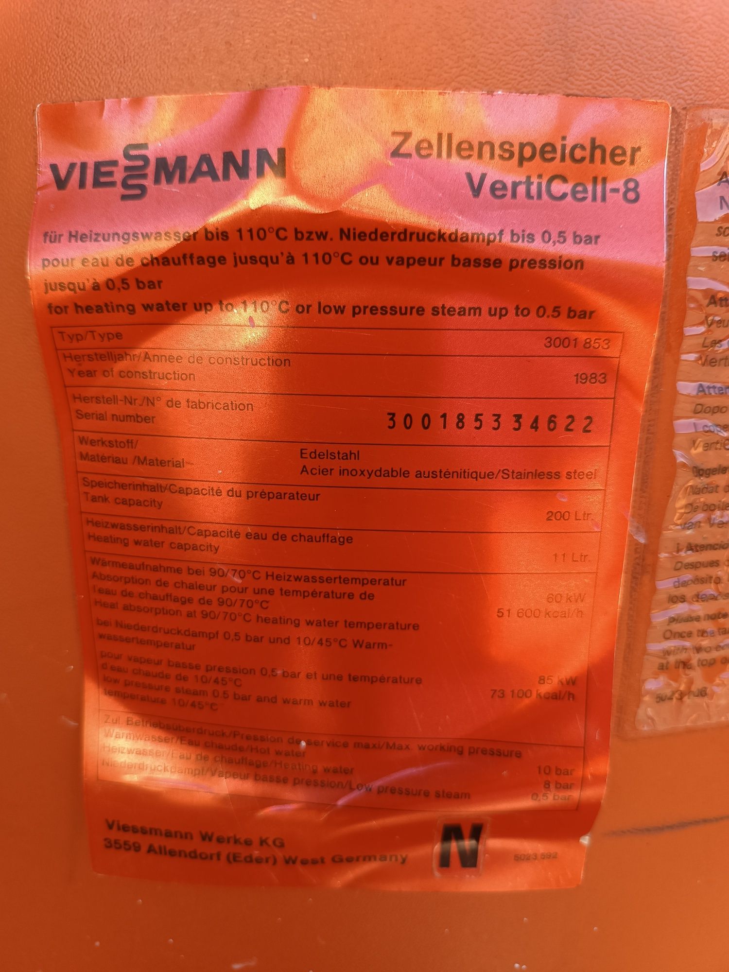 Bojler 200L Viessmann ze stali nierdzewnej