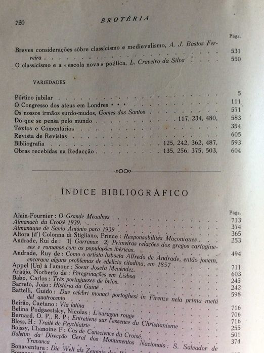 Brotéria. Revista Contemporânea de Cultura ,1932. Ver índice.