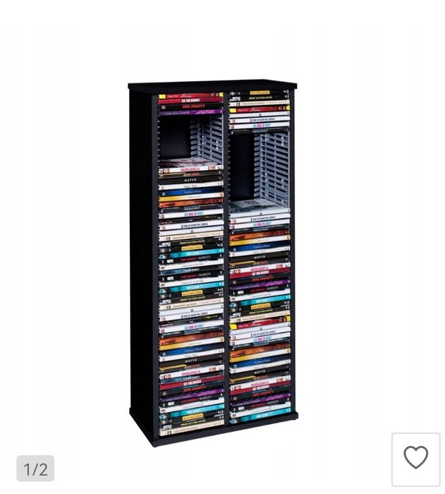 Stojak, regał na płyty DVD. Drewniany kolor orzech.