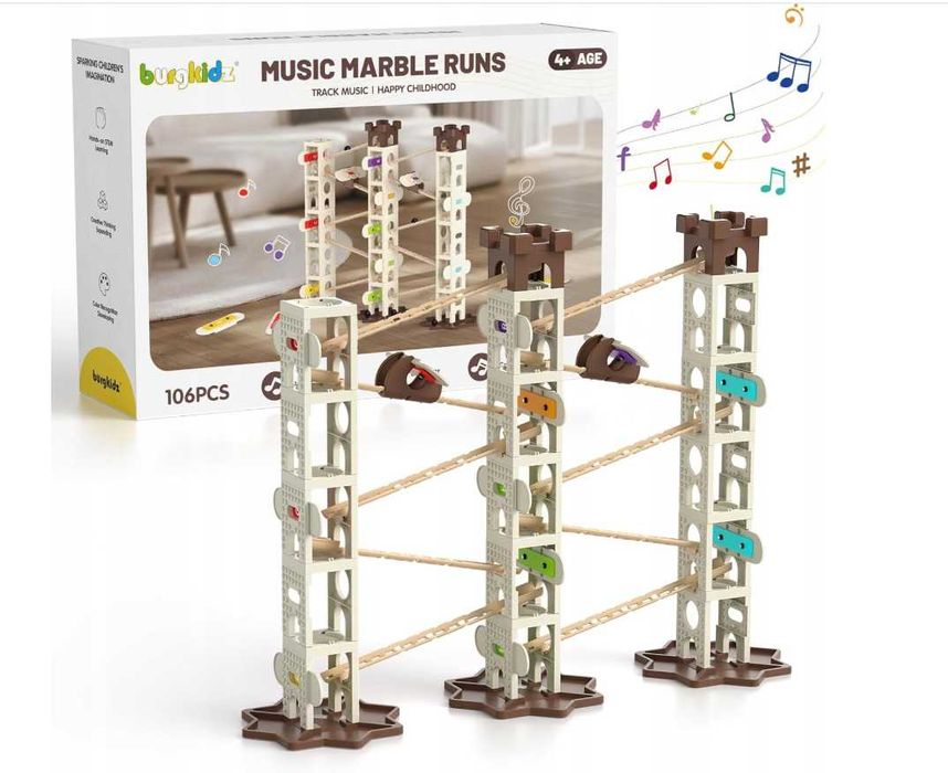 Zabawka edukacyjna Montessori Tor kulkowy muzyczny 4+